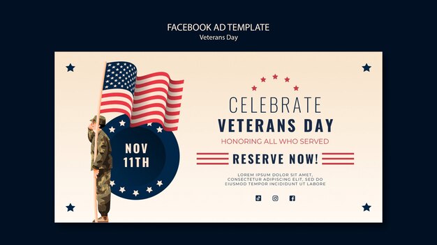 veterans day celebration facebook template