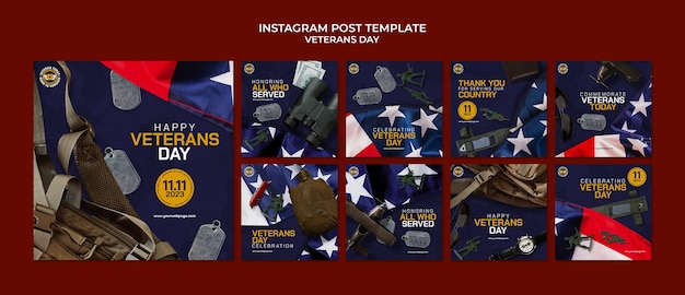 Free PSD veterans day celebration  instagram posts