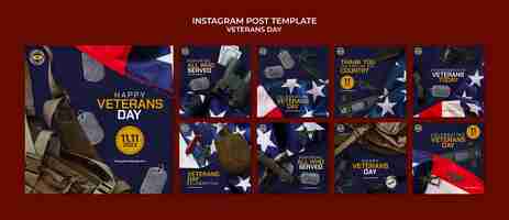 Free PSD veterans day celebration  instagram posts