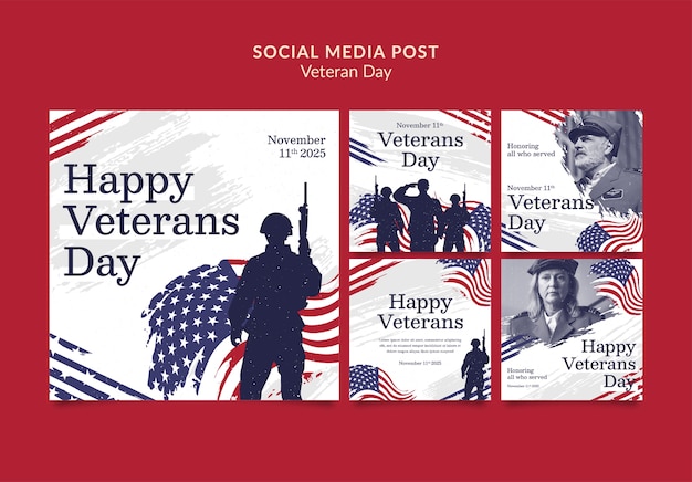 Free PSD veterans day celebration  instagram posts