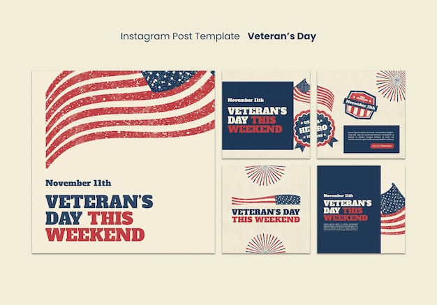 PSD gratuito post su instagram per la celebrazione del giorno dei veterani