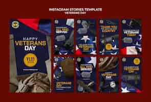 Free PSD veterans day celebration  instagram stories