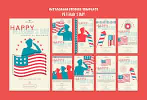 PSD gratuito storie di instagram per la celebrazione del giorno dei veterani