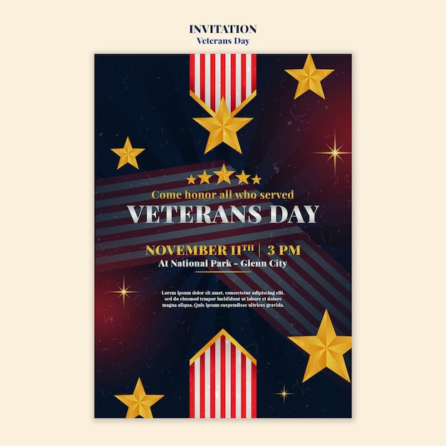 Free PSD veterans day celebration invitation template