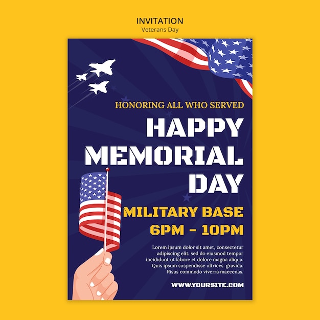 Free PSD veterans day celebration invitation template