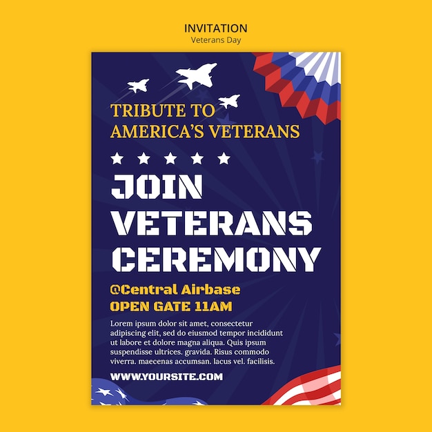 Free PSD veterans day celebration invitation template