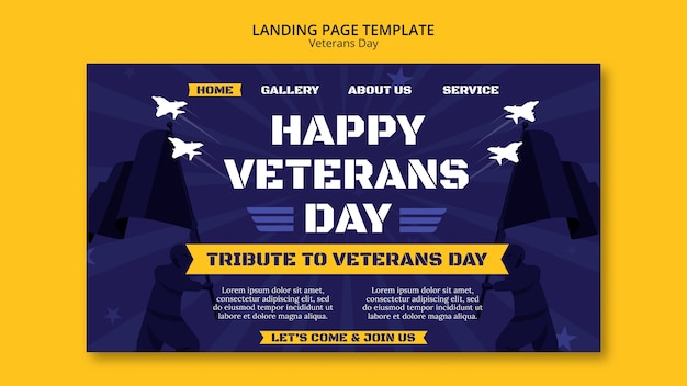 Free PSD veterans day celebration landing page