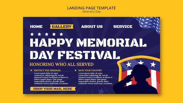 Free PSD veterans day celebration landing page