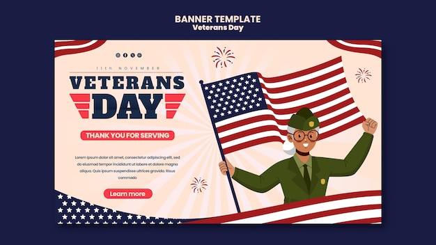 Free PSD veterans day celebration landing page