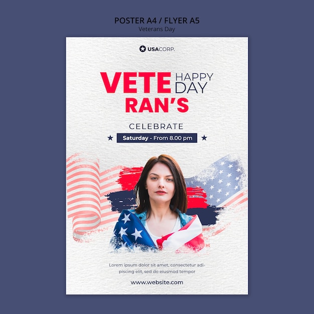 Modello di poster per la celebrazione del giorno dei veterani