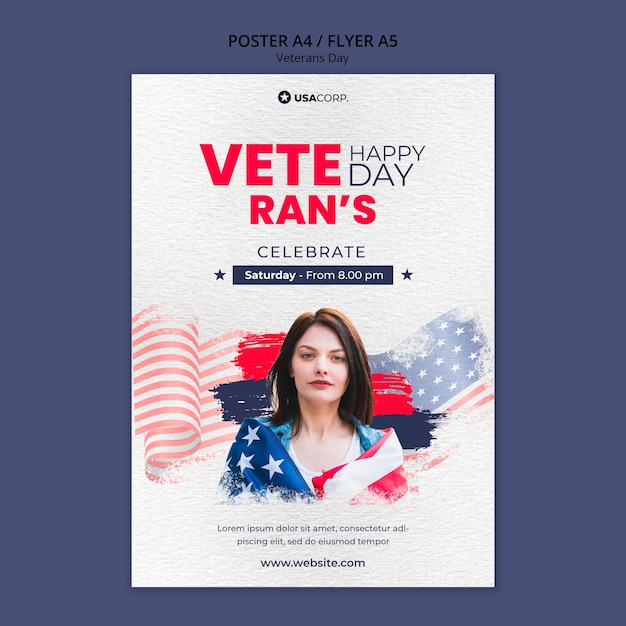 Free PSD veterans day celebration poster template