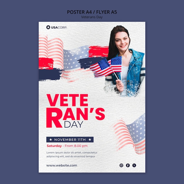 Veterans day celebration poster template