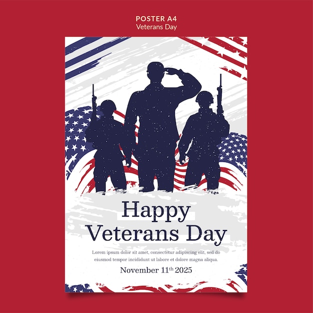 Free PSD veterans day celebration poster template