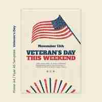 Free PSD veterans day celebration poster template