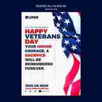 Free PSD veterans day celebration poster template