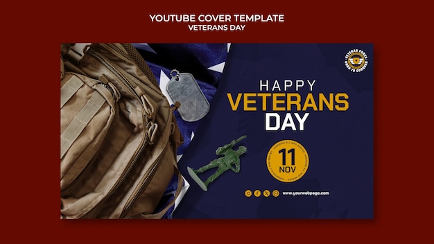 無料PSD 退役軍人の日のお祝いの youtube カバー テンプレート