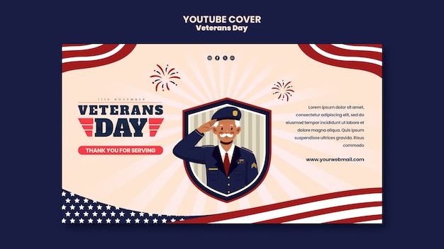 PSD gratuito modello di copertina per youtube per la celebrazione del giorno dei veterani