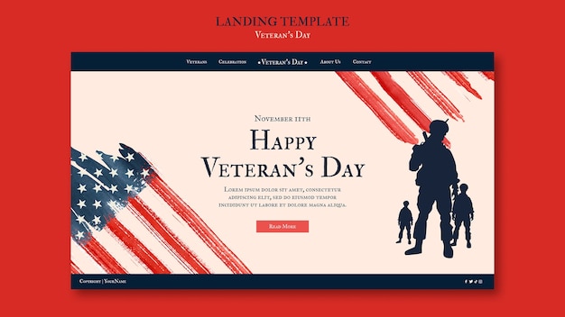 Modello web di commemorazione del giorno dei veterani