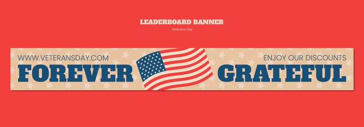 Free PSD veterans day leaderboard banner template design