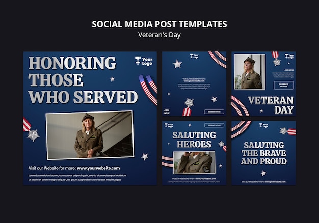 Free PSD veterans day template design