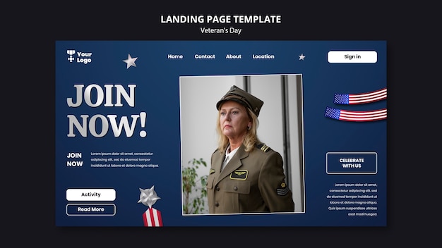 Free PSD veterans day template design