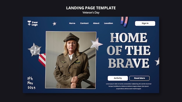 Free PSD veterans day template design