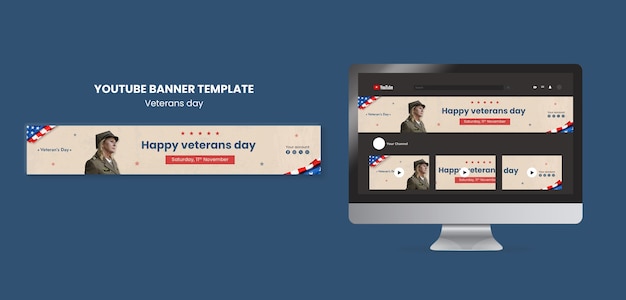 Free PSD veterans day template design