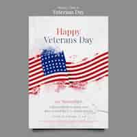 Free PSD veterans day vertical poster template with cracked concrete texture