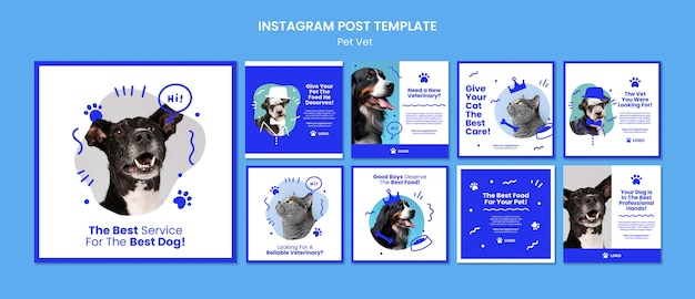 無料PSD 獣医クリニックのinstagramの投稿コレクション