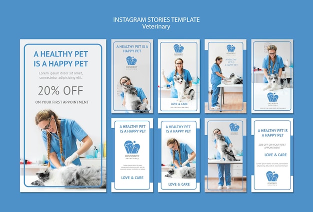 PSD gratuito modello di storie di instagram di clinica veterinaria