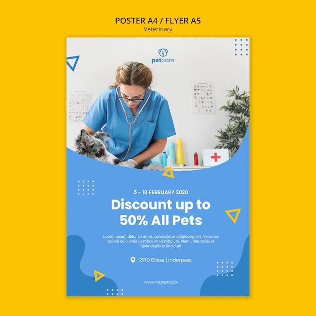Free PSD veterinary discount consults poster template