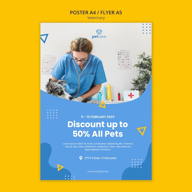 PSD gratuito lo sconto veterinario consulta il modello di poster