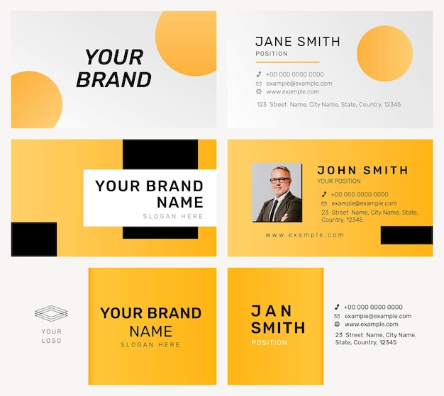 Free PSD vibrant business card template psd in yellow set