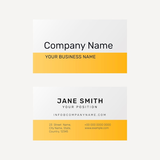 Vibrant business card template psd in yellow