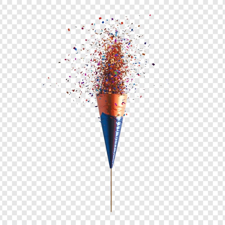 Free PSD vibrant confetti explosion from a party popper
