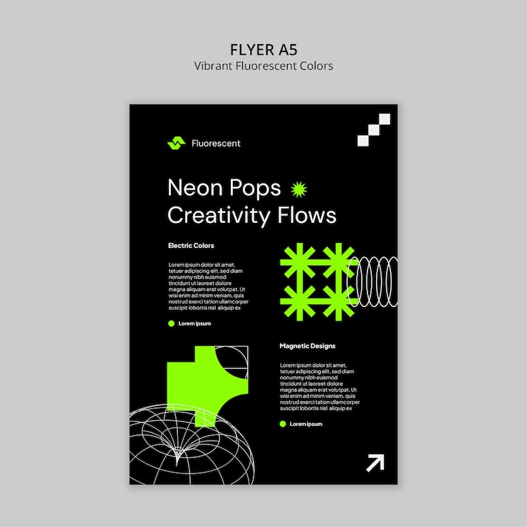 Free PSD vibrant fluorescent colored shapes template