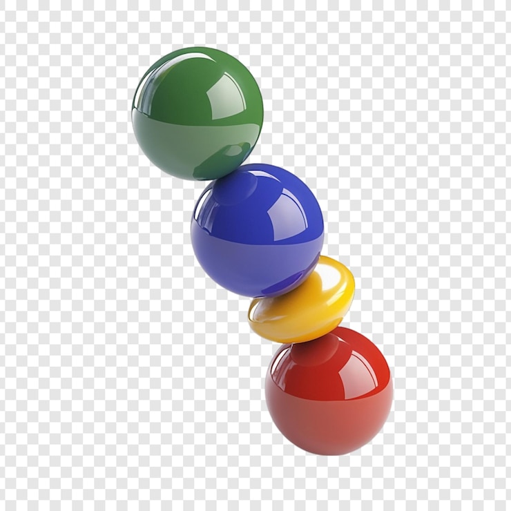 Free PSD vibrant glossy spheres stacked precariously a playful balance of colors and shapes