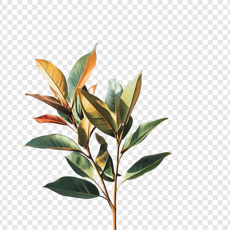 Free PSD vibrant green and orange leaves branch closeup