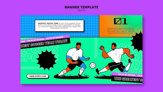 Modello di banner di calcio illustrazione vibrante