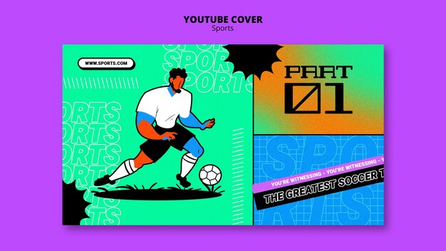 Яркая иллюстрация футбольного шаблона обложка youtube
