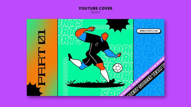 PSD gratuito copertina di youtube modello di calcio illustrazione vibrante