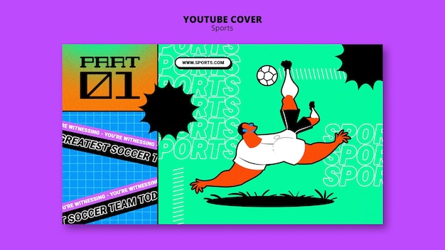 Free PSD vibrant illustration football template youtube cover