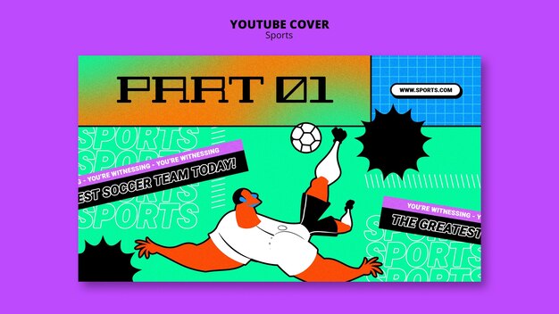Яркая иллюстрация футбольного шаблона обложка youtube