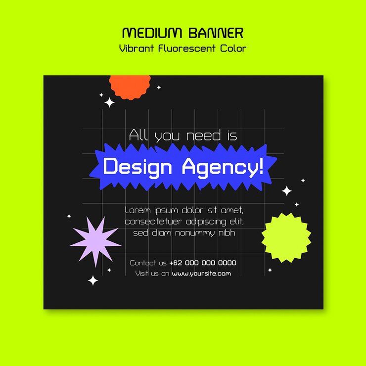 Free PSD vibrant marketing agency medium banner template design