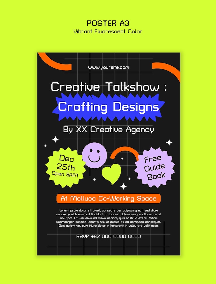 मुफ़्त PSD vibrant marketing agency poster template design