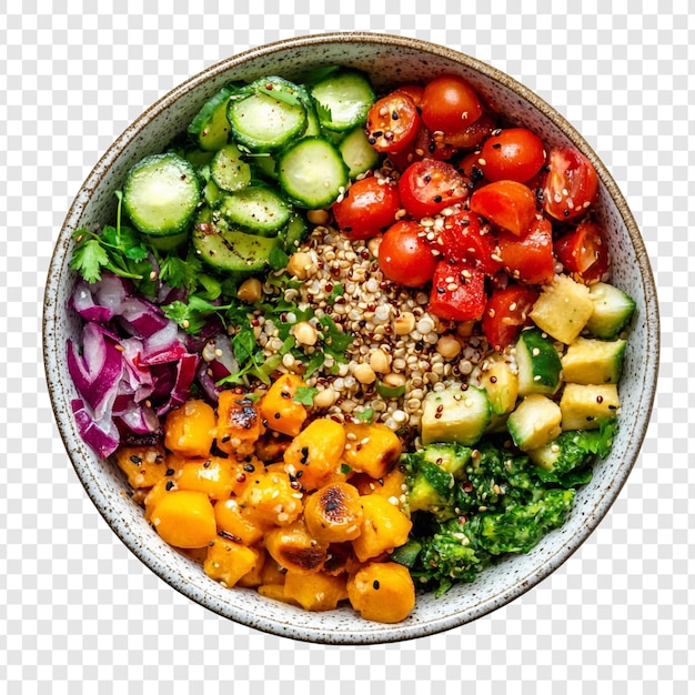 Vibrant Quinoa Bowl with Roasted Sweet Potato Avocado and Cherry Tomatoes