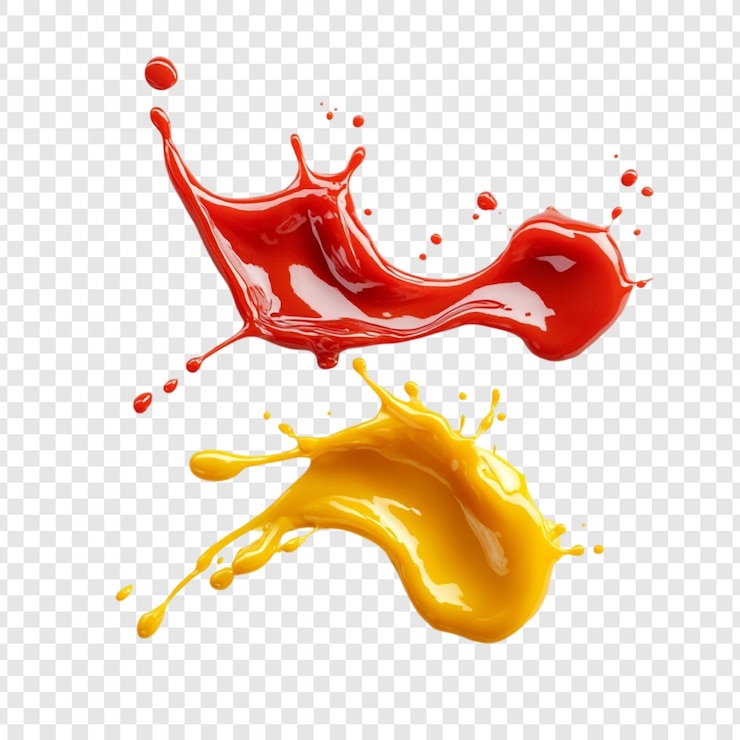 Free PSD vibrant red and yellow paint splashes a dynamic duo