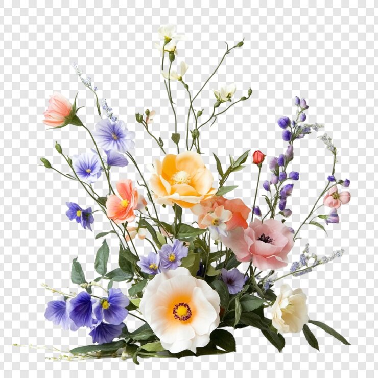Free PSD vibrant spring bouquet a colorful arrangement of delicate flowers