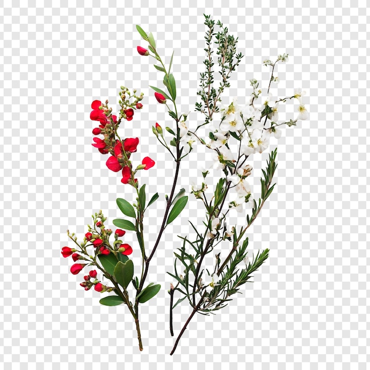 Free PSD vibrant spring floral arrangement red and white blossoms