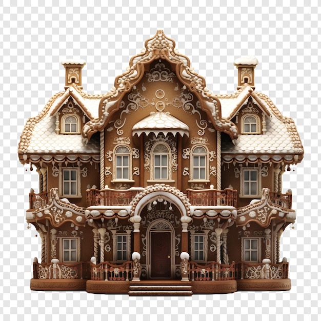 Free PSD victorian gingerbread house isolated on transparent background